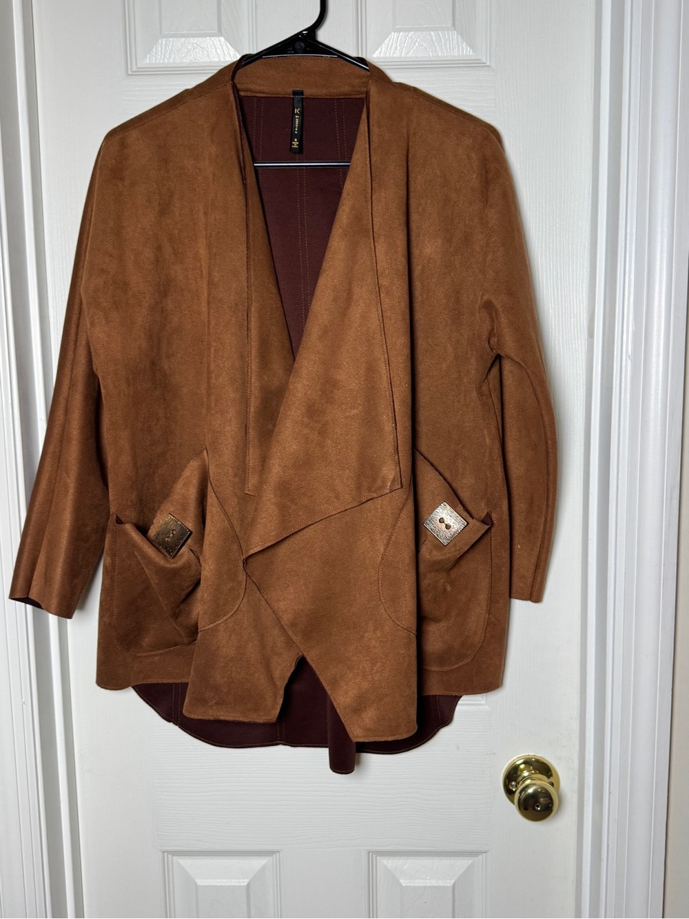 IC by Connie K Indiana Faux Suede Draped Pleated Jacket Size S Made in USA